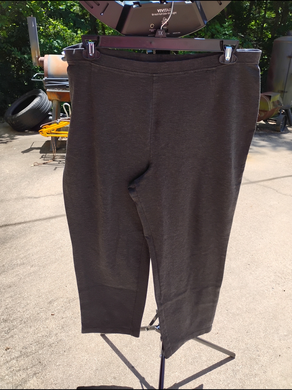 Avenue Straight-Leg Ponte Pants in Charcoal